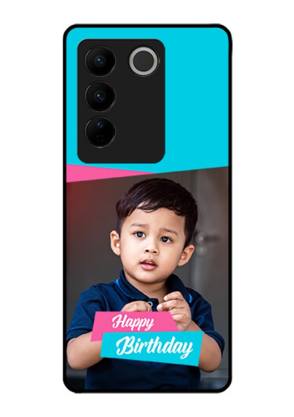 Vivo V27 5G Personalized Glass Phone Case - Image Holder with 2 Color Design