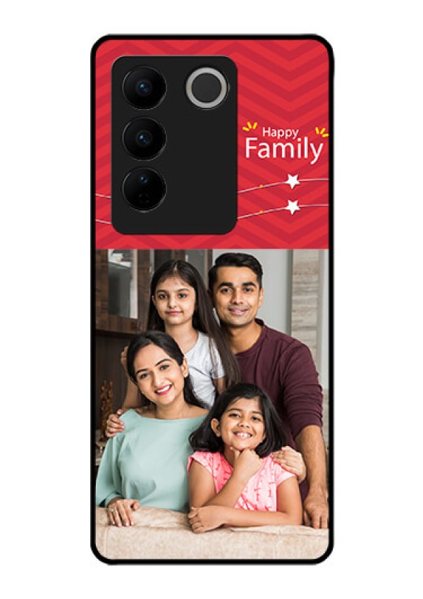 Vivo V27 5G Personalized Glass Phone Case - Happy Family Design