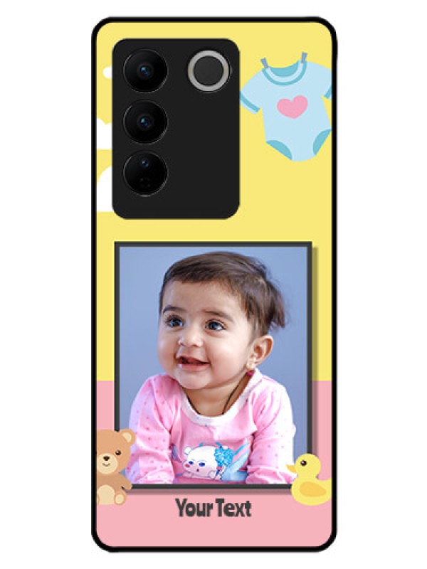 Custom Vivo V27 5G Photo Printing on Glass Case - Kids 2 Color Design