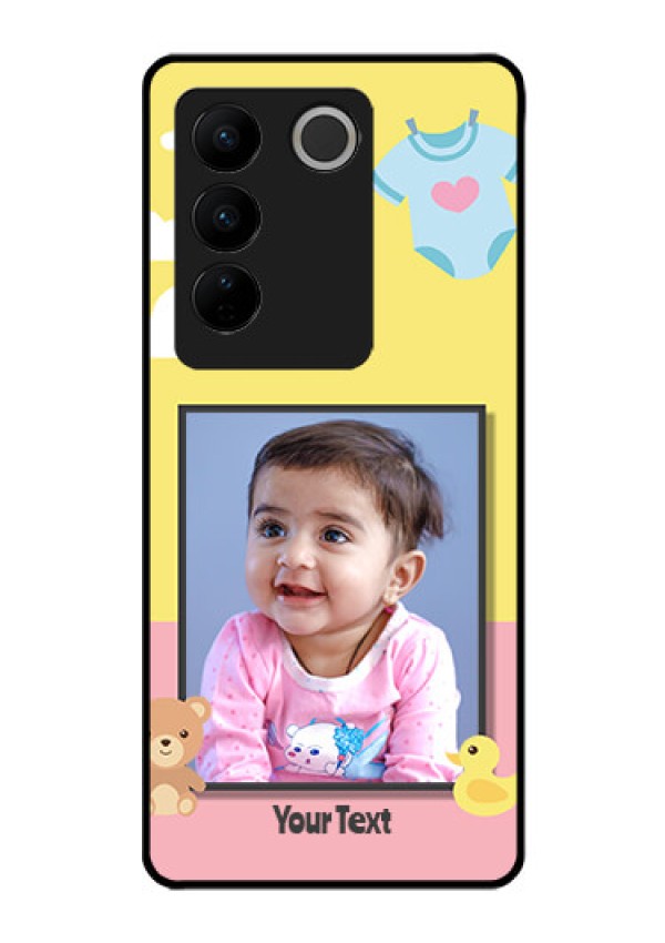 Vivo V27 5G Photo Printing on Glass Case - Kids 2 Color Design