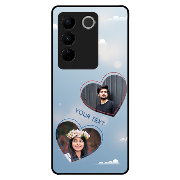Vivo V27 5G Custom Glass Mobile Case - Blue Color Couple Design