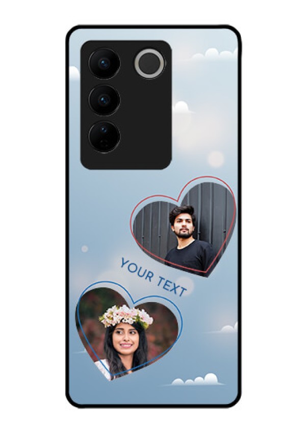 Vivo V27 5G Custom Glass Mobile Case - Blue Color Couple Design