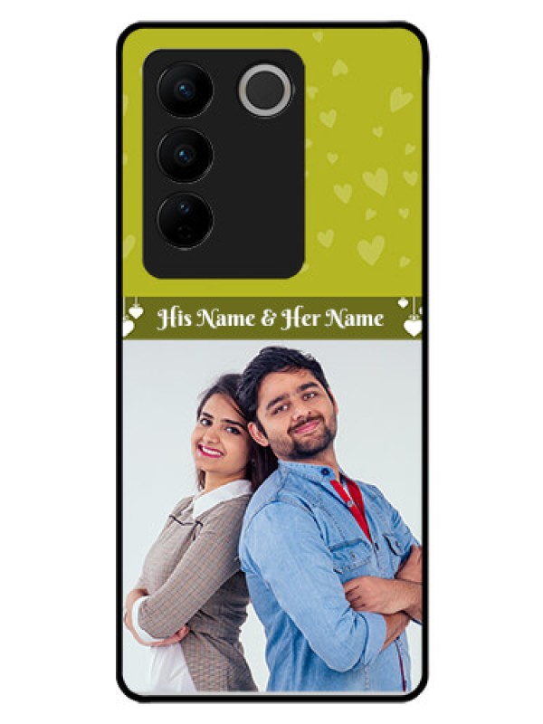 Custom Vivo V27 5G Custom Glass Phone Case - You & Me Heart Design