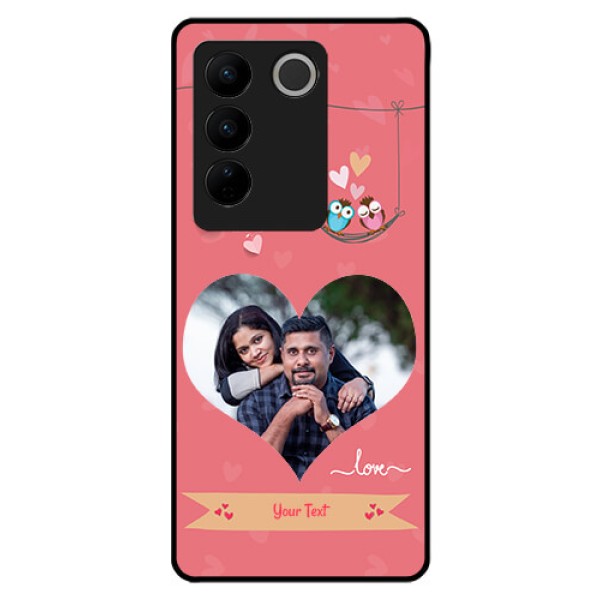 Vivo V27 5G Personalized Glass Phone Case - Peach Color Love Design