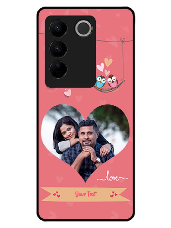 Custom Vivo V27 5G Personalized Glass Phone Case - Peach Color Love Design