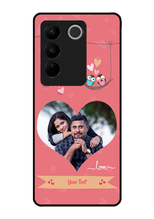 Vivo V27 5G Personalized Glass Phone Case - Peach Color Love Design