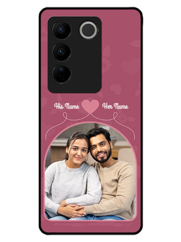 Custom Vivo V27 5G Photo Printing on Glass Case - Love Floral Design