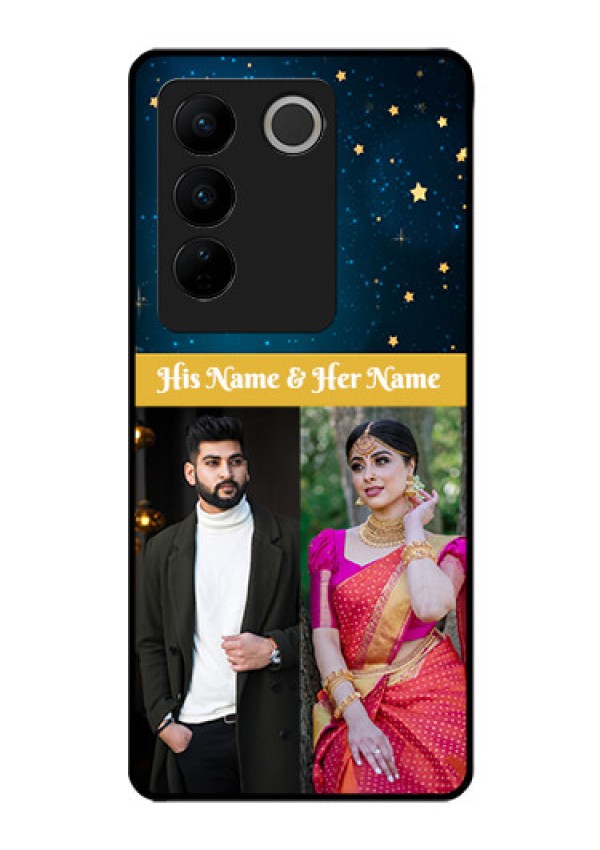 Vivo V27 5G Custom Glass Phone Case - Galaxy Stars Backdrop Design