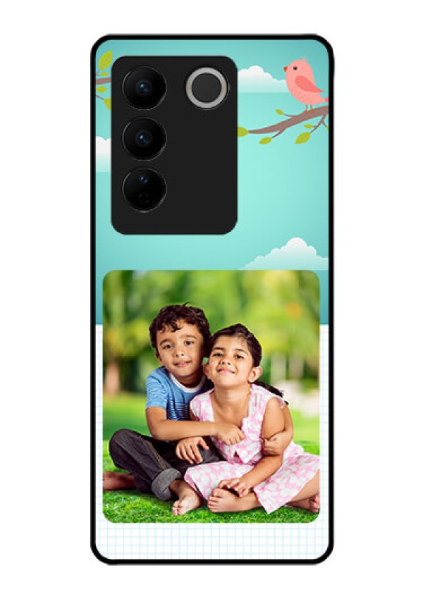 Vivo V27 5G Photo Printing on Glass Case - Doodle love Design