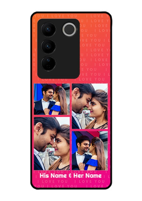 Vivo V27 5G Custom Glass Phone Case - I Love You Pink Design