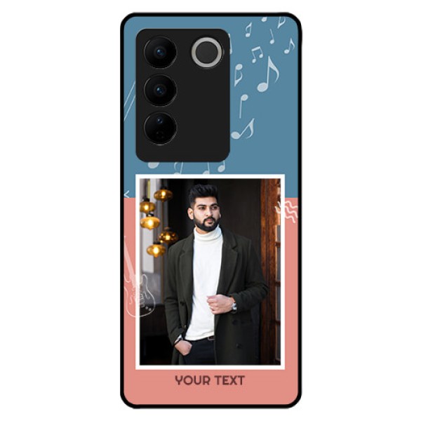 Vivo V27 5G Photo Printing on Glass Case - with Color Musical Note Design Vivo V27 5G Photo Printing on Glass Case - with Color Musical Note Design
