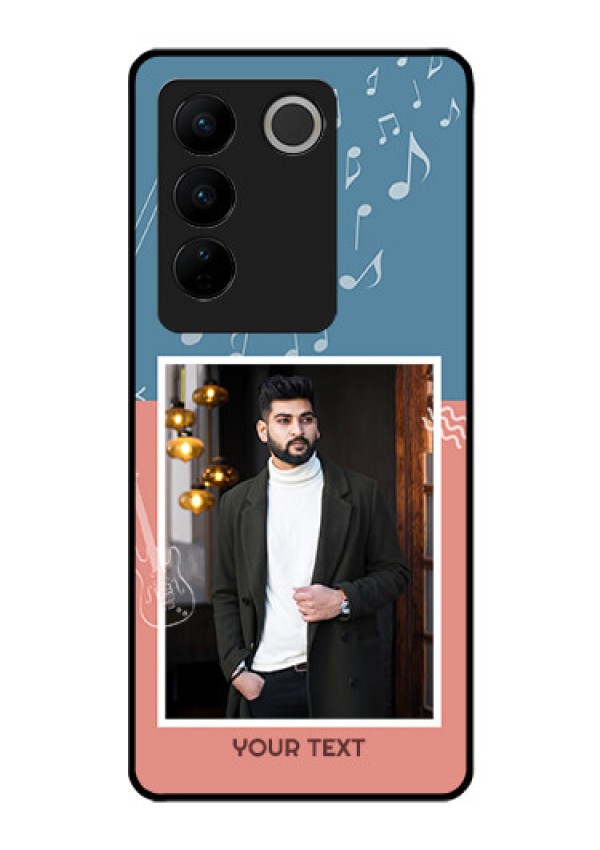 Vivo V27 5G Photo Printing on Glass Case - with Color Musical Note Design