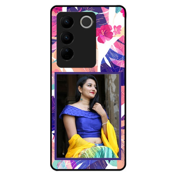 Vivo V27 5G Custom Glass Mobile Case - Abstract Floral Design
