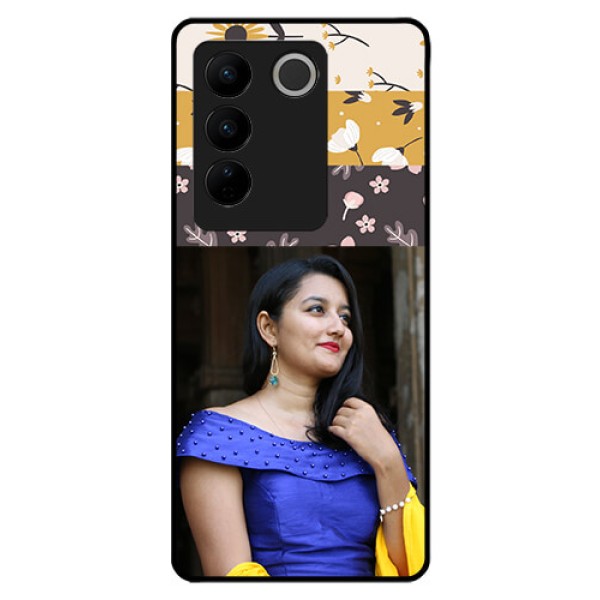 Vivo V27 5G Custom Glass Phone Case - Stylish Floral Design