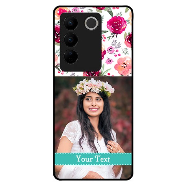 Vivo V27 5G Custom Glass Phone Case - Watercolor Floral Design Vivo V27 5G Custom Glass Phone Case - Watercolor Floral Design