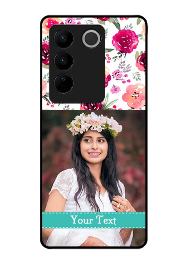 Vivo V27 5G Custom Glass Phone Case - Watercolor Floral Design