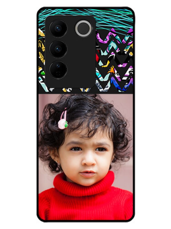 Custom Vivo V27 5G Personalized Glass Phone Case - Neon Abstract Design