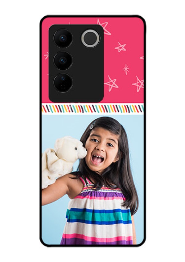 Vivo V27 5G Personalized Glass Phone Case - Line art design