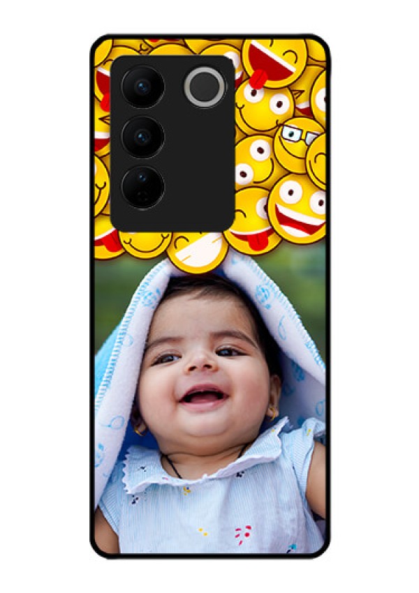 Vivo V27 5G Custom Glass Mobile Case - with Smiley Emoji Design