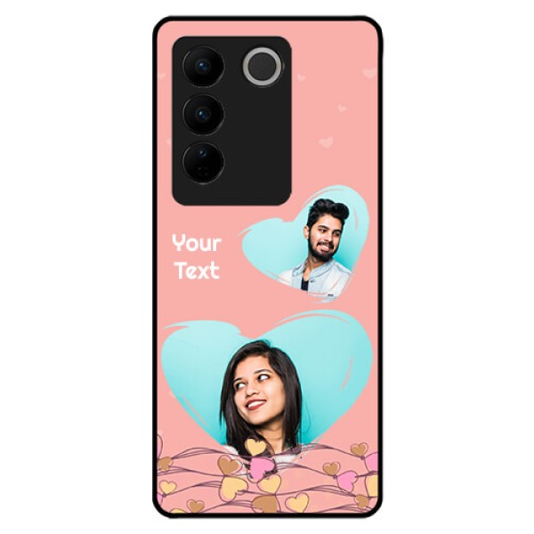 Vivo V27 5G Custom Glass Mobile Case - Love Doodle Design