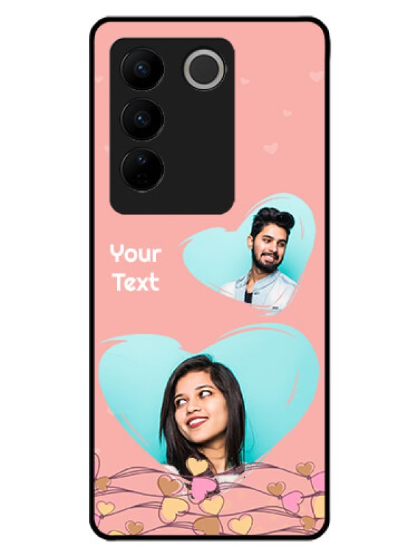 Custom Vivo V27 5G Custom Glass Mobile Case - Love Doodle Design