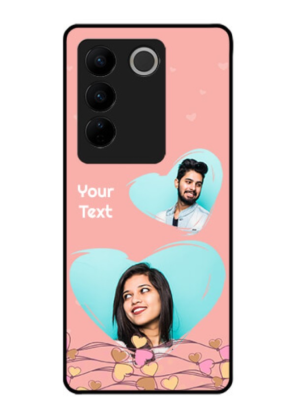 Vivo V27 5G Custom Glass Mobile Case - Love Doodle Design