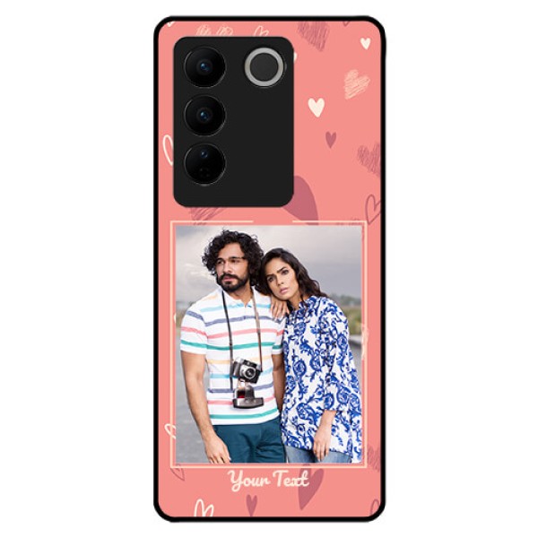 Vivo V27 5G Custom Glass Phone Case - Love doodle art Design