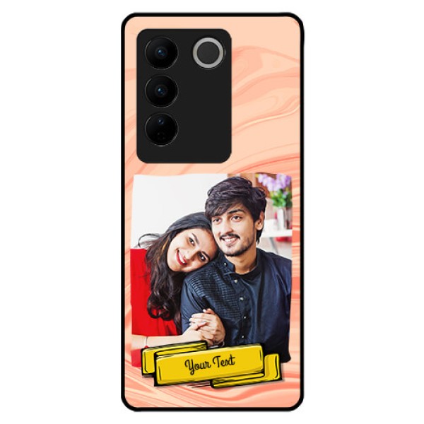 Vivo V27 5G Personalized Glass Phone Case - Marble Texture Design