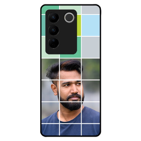 Vivo V27 5G Photo Printing on Glass Case - with white box pattern