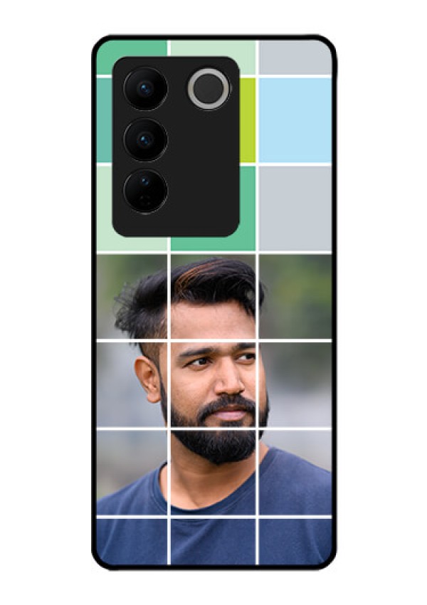 Vivo V27 5G Photo Printing on Glass Case - with white box pattern