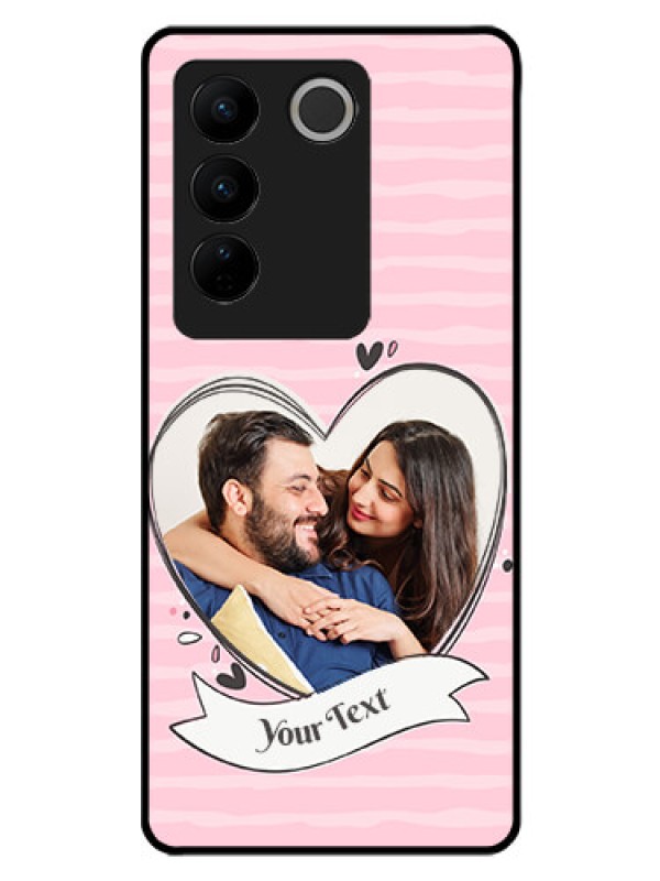 Custom Vivo V27 5G Custom Glass Phone Case - Vintage Heart Design