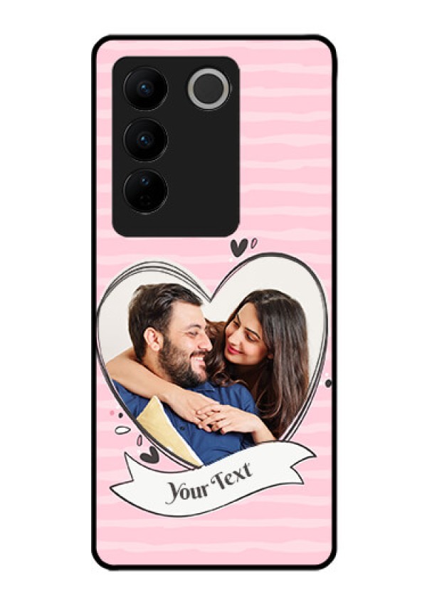 Vivo V27 5G Custom Glass Phone Case - Vintage Heart Design