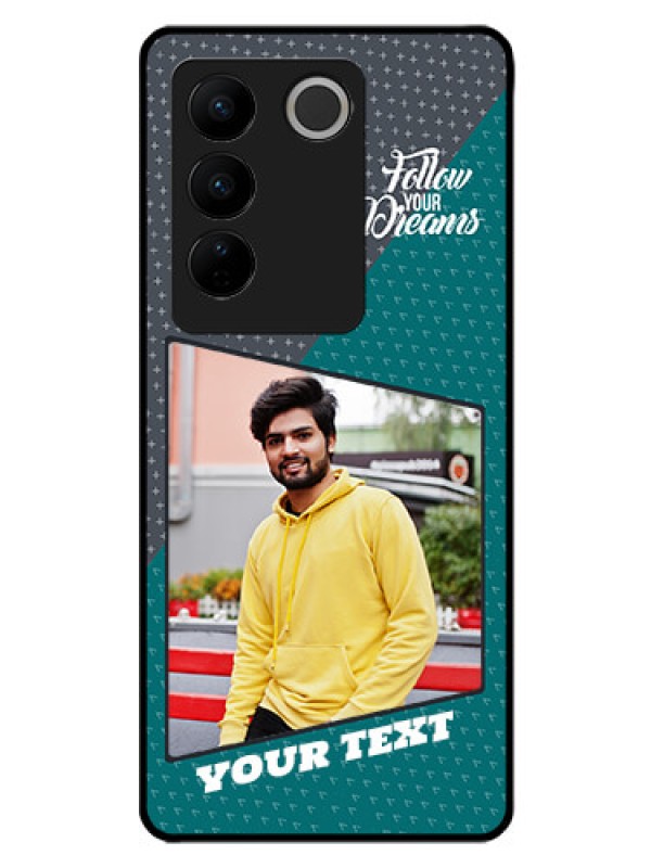 Custom Vivo V27 5G Personalized Glass Phone Case - Background Pattern Design with Quote