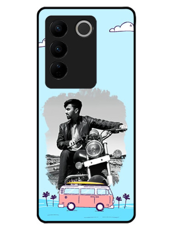 Custom Vivo V27 5G Photo Printing on Glass Case - Travel & Adventure Design