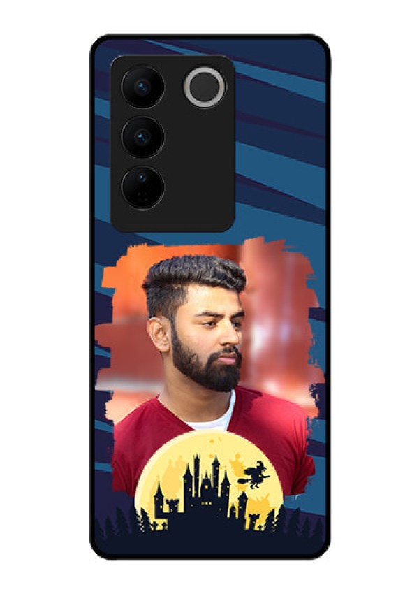 Vivo V27 5G Photo Printing on Glass Case - Halloween Witch Design