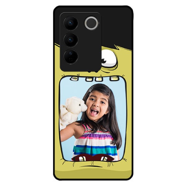 Vivo V27 5G Personalized Glass Phone Case - Cartoon monster back case Design