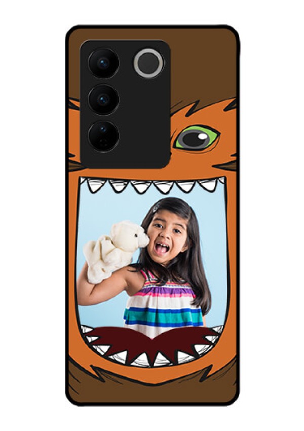 Vivo V27 5G Photo Printing on Glass Case - Owl Monster Back Case Design