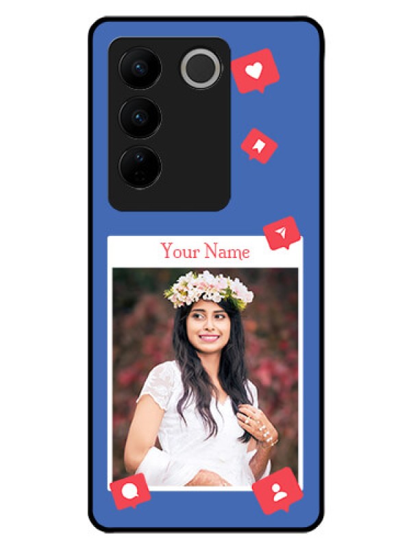 Custom Vivo V27 Custom Glass Phone Case - Like Share And Comment Design