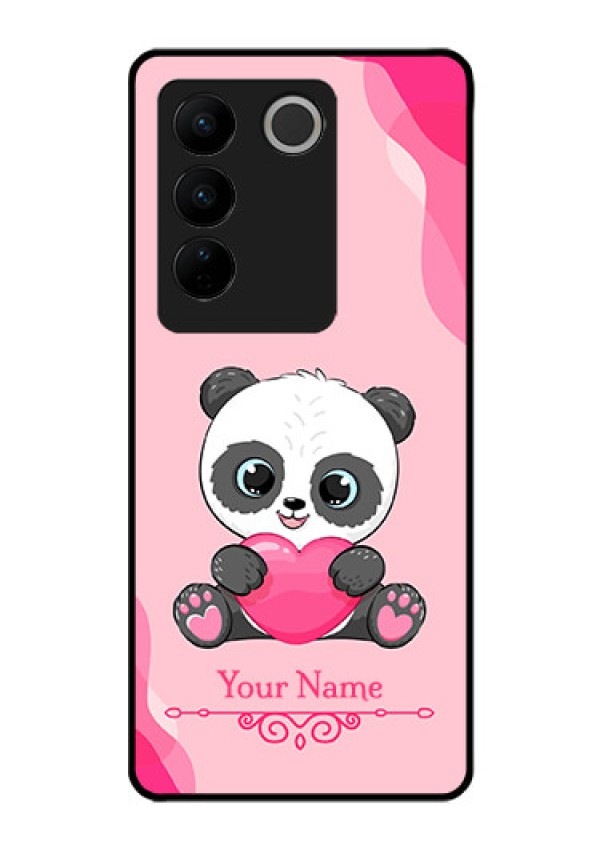 Vivo V27 Custom Glass Mobile Case - Cute Panda Design