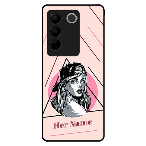 Vivo V27 Personalized Glass Phone Case - Rockstar Girl Design