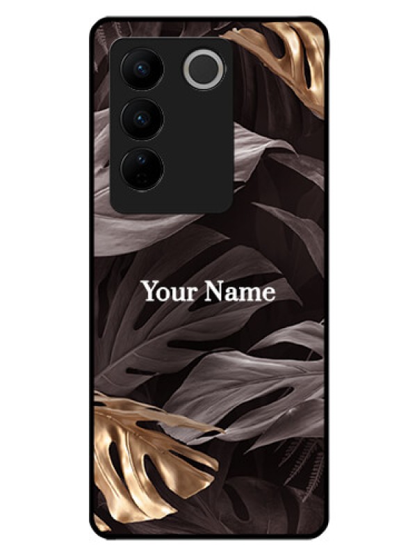 Custom Vivo V27 Personalised Glass Phone Case - Wild Leaves digital paint Design