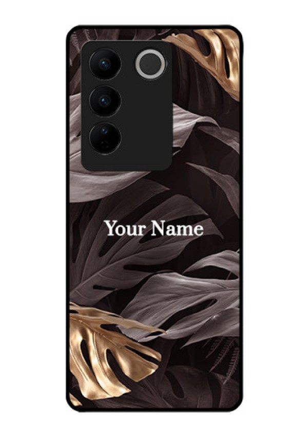 Vivo V27 Personalised Glass Phone Case - Wild Leaves digital paint Design
