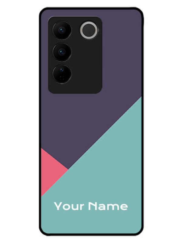 Custom Vivo V27 Custom Glass Mobile Case - Tri Color abstract Design