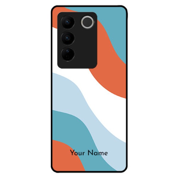 Vivo V27 Custom Glass Mobile Case - coloured Waves Design