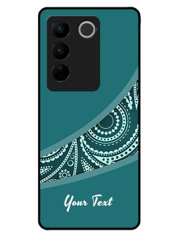 Custom Vivo V27 Photo Printing on Glass Case - semi visible floral Design