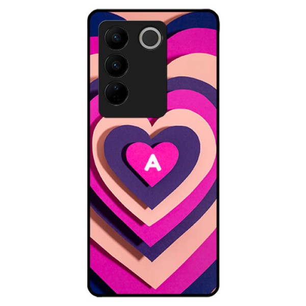 Vivo V27 Custom Glass Mobile Case - Cute Heart Pattern Design