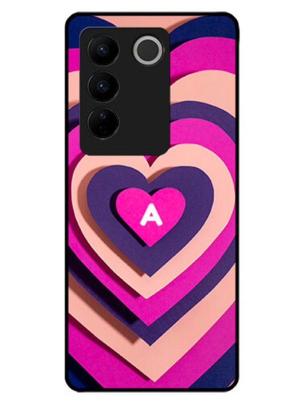Custom Vivo V27 Custom Glass Mobile Case - Cute Heart Pattern Design