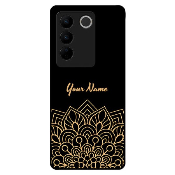 Vivo V27 Custom Glass Phone Case - Golden mandala Design