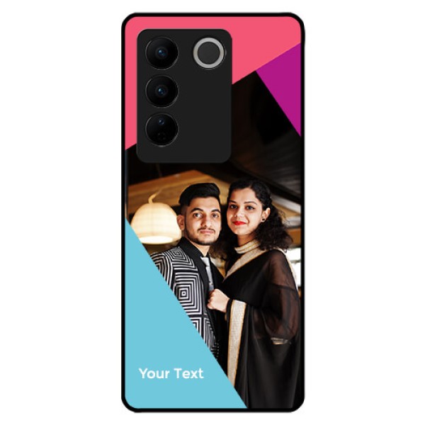 Vivo V27 Custom Glass Mobile Case - Stacked Triple colour Design Vivo V27 Custom Glass Mobile Case - Stacked Triple colour Design
