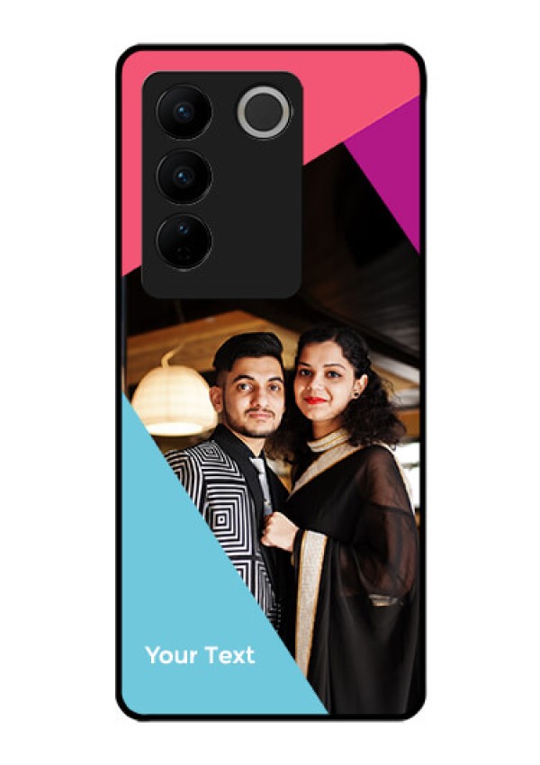 Vivo V27 Custom Glass Mobile Case - Stacked Triple colour Design